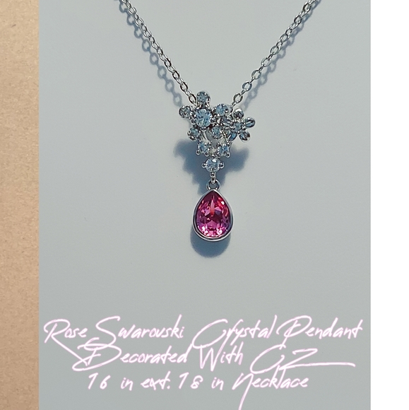 Swarovski Crystal Pendant Necklace 16 ext. 18 in. - Picture 1 of 10